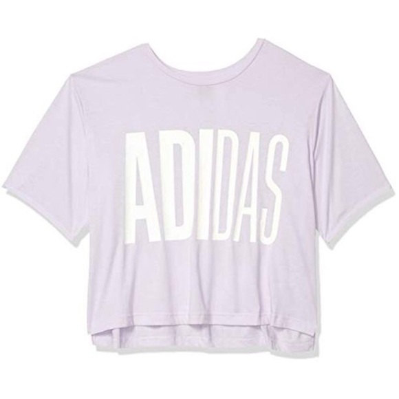 Adidas Universal Lavender Word Slight Crop Tee Large - Picture 3 of 6